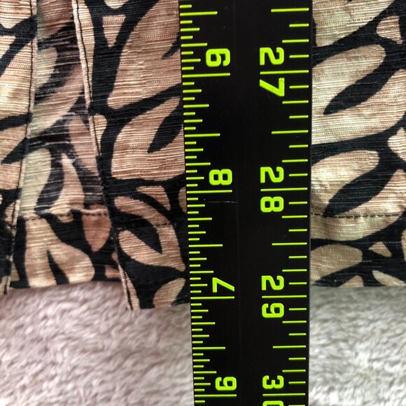 Perry Ellis Men Shirt Large Short Sleeve Silk Linen Button Up Leaf Print Tan Y2K - Picture 4 of 11